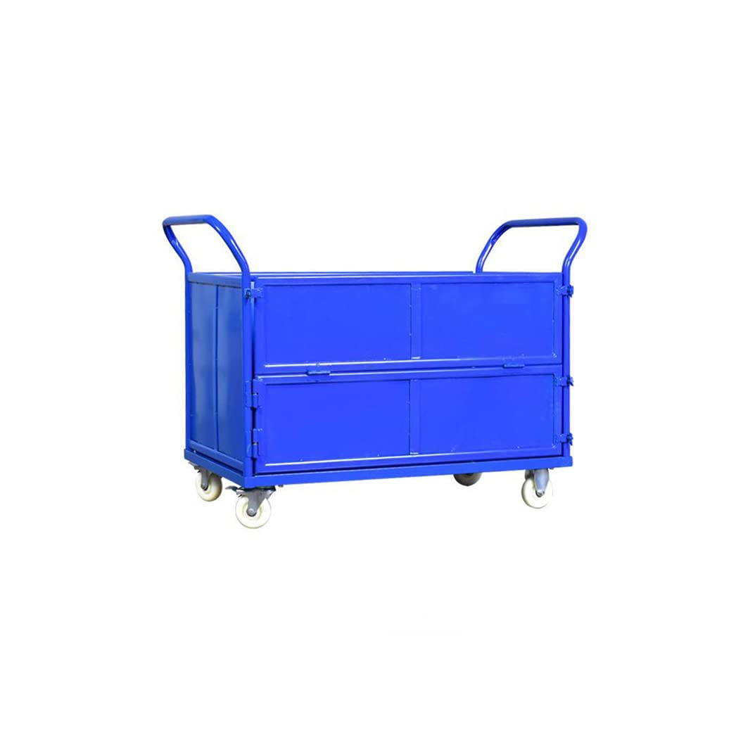 Trolley Mobile Storage Cart Removable Folding Basket Steel Hand Pull Cart Weight 200KG (47.24 * 27.55 * 39.37inch,Grey-Grille)