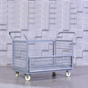 Trolley Mobile Storage Cart Removable Folding Basket Steel Hand Pull Cart Weight 200KG (47.24 * 27.55 * 39.37inch,Grey-Grille)