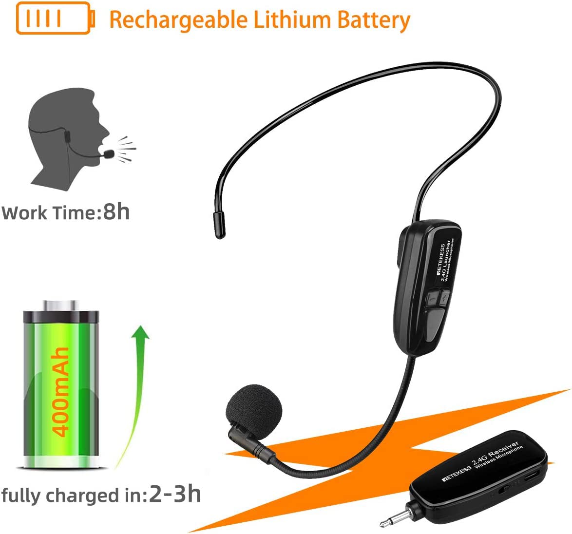 Case of 1 Transmitter 10 Receivers, Retekess T130 Tour Guide System, Assisted Listening Devices,with Retekess TT123 Wireless Microphone, Translation Devices for Church