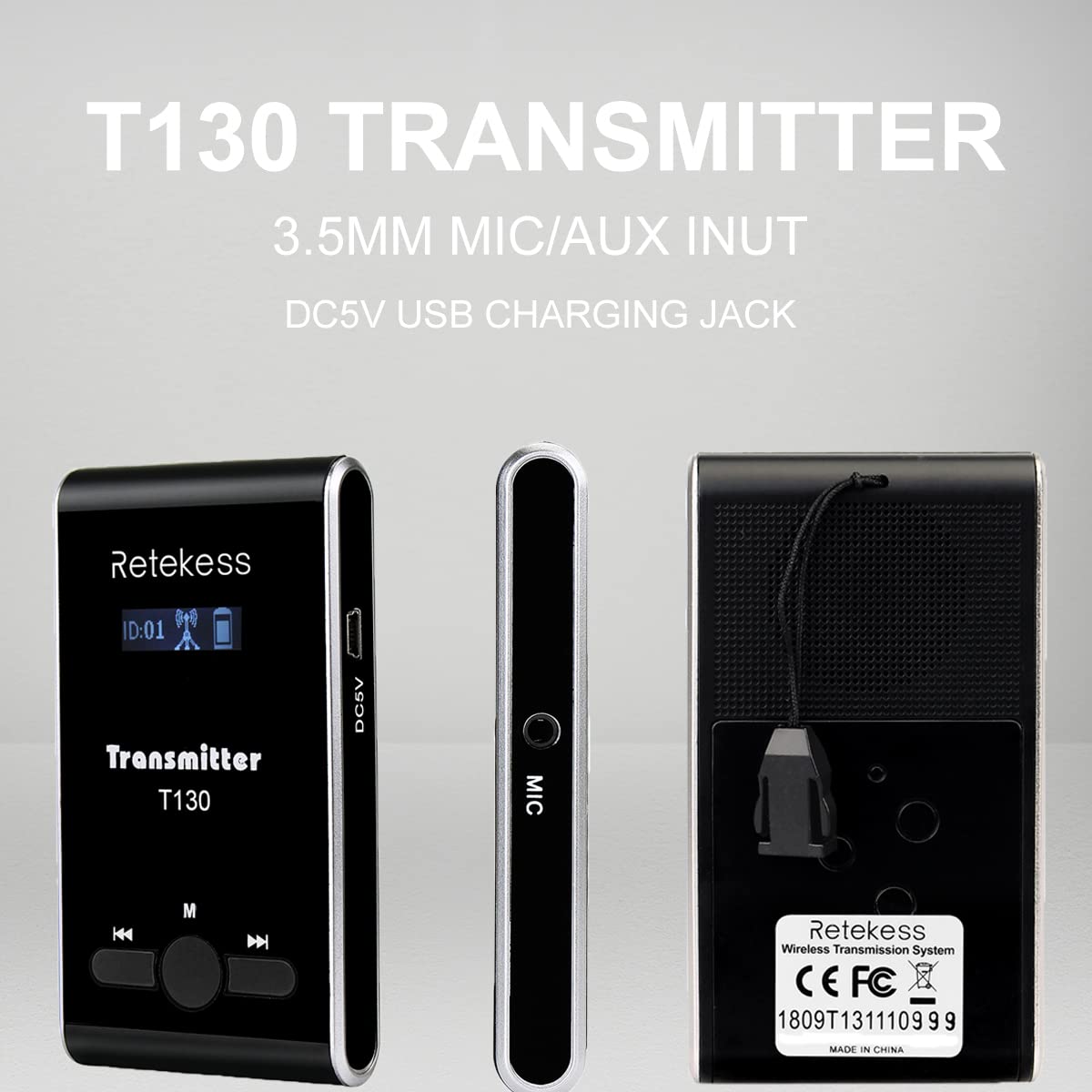 Case of 1 Transmitter 10 Receivers, Retekess T130 Tour Guide System, Assisted Listening Devices,with Retekess TT123 Wireless Microphone, Translation Devices for Church