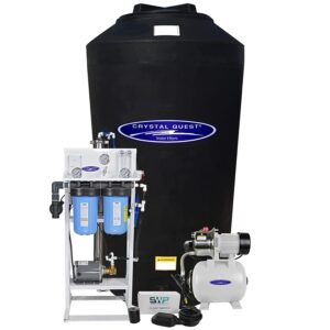 crystal quest whole house reverse osmosis water filtration system | 165 gallon water tank + water pump | sediment & carbon filter - 750 gpd