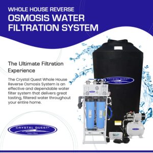 Crystal Quest Whole House Reverse Osmosis Water Filtration System | 165 Gallon Water Tank + Water Pump | Sediment & Carbon Filter - 750 GPD