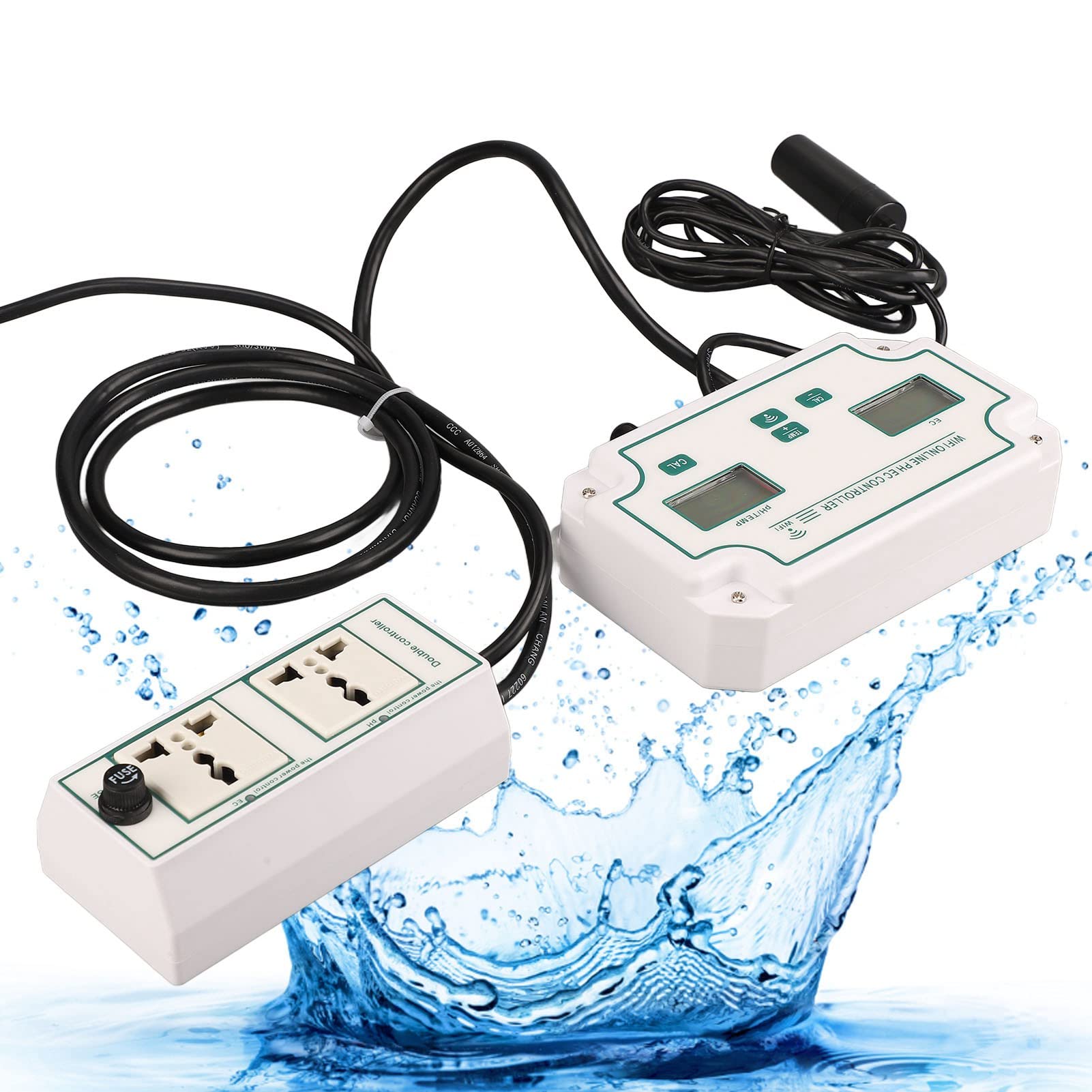 GUPE Water Quality Tester, App Connectable Multilingual 3 in 1 Digital Meter PH Temp EC (US Plug 110V)