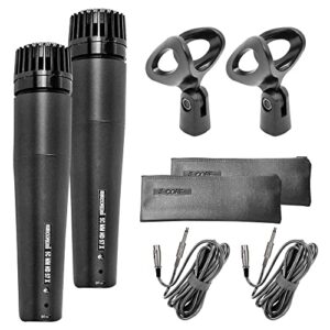 5 core 2 pack dynamic instrument microphone - premium quality and versatile mic for live performances, on stage and studio recording - durable metal mic- cable, mic holder and bag included pair nd-57x