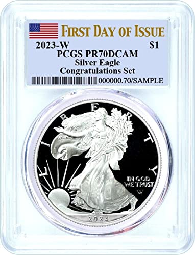 2023 W 2023 W Silver Eagle Proof Congraulations $1 Graded by PCGS First Day of Issue $1 PCGS PR-70