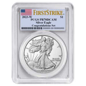 2023 w 2023-w proof $1 american silver eagle congratulations set pcgs pr70dca low mintage only 40k 23rf $1 pcgs pr-70