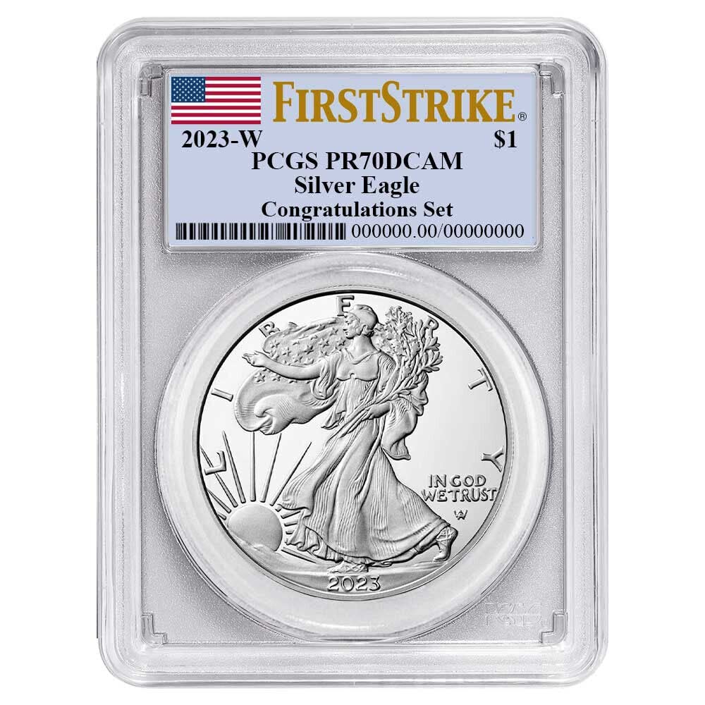 2023 W 2023-W Proof $1 American Silver Eagle Congratulations Set PCGS PR70DCA Low MIntage only 40K 23RF $1 PCGS PR-70