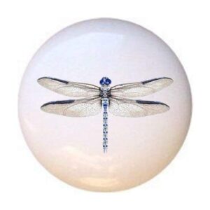 dragonflies in color dragonfly insect decorative ceramic dresser drawer pulls cabinet cupboard knobs (storm blue)