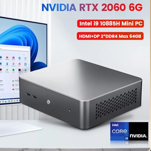 Mini Gaming PC, Intel Core I9 10885H Nvidia RTX 2060 6G Windows 11 Pro, Up to 5.3Ghz,16GB DDR4 1TB NVMe, Mini Desktop Computer, Type-C/HDMI/DP 4K HD Output, 6*USB, WiFi 6 BT 5.2