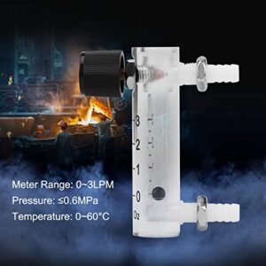 Gas Flowmeter, 0-3LPM Flow Meter Acrylic Transparent Gas Regulator with Control Valve for Measuring Controlling Oxygen Air Gas