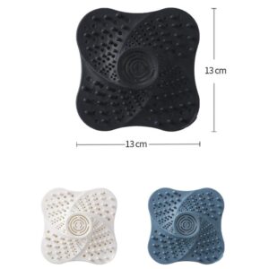 Bathroom Drain Cover, Hair Catcher Drain Strainer Covers for Shower, Swirl Square Silicone Bathtub Hair Stopper for Bathroom Kitchen, Bathtub Sink Strainer Filter with Suction Cups