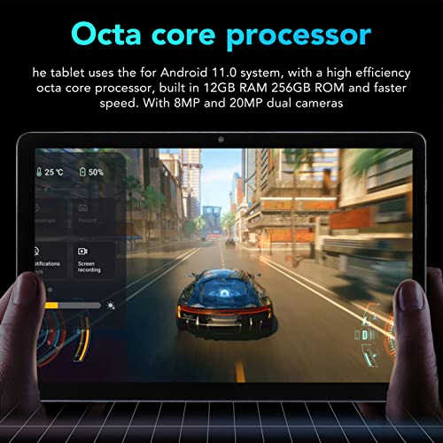 10.1in Tablet for Android 11,12GB RAM 256GB ROM,2.4/5GWiFi Octa Core CPU,8000mAh Rechargeable Mobile Calling Tablet for Gaming Office