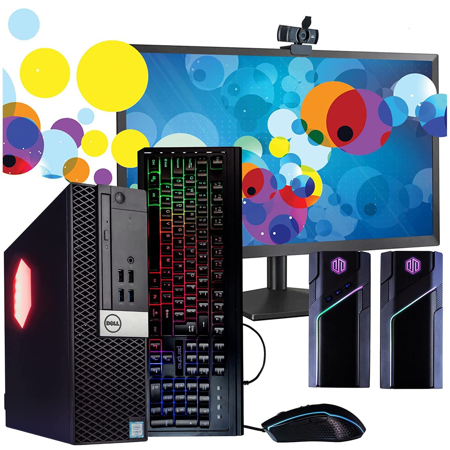 RGB Desktop Computer | 7th Gen Intel i5 (3.2) | 8GB DDR4 RAM | 500GB SSD Solid State | Windows 10 Professional | 22in LCD Monitor | Perfect Family Computer (Renewed)