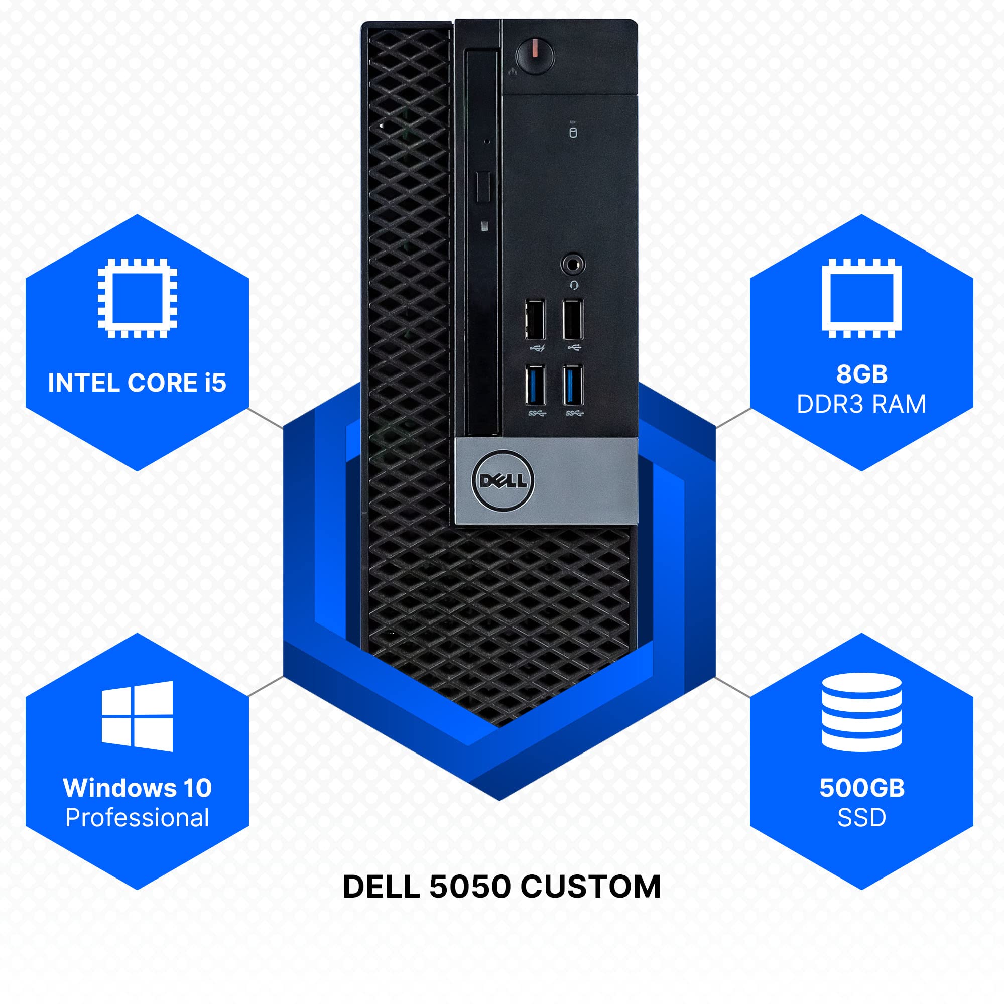 RGB Desktop Computer | 7th Gen Intel i5 (3.2) | 8GB DDR4 RAM | 500GB SSD Solid State | Windows 10 Professional | 22in LCD Monitor | Perfect Family Computer (Renewed)