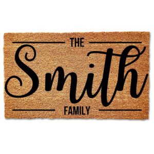 custom family name door mat | wedding gift | personalized custom doormat | closing gift | welcome doormat | front door mat | monogram rug (24x16)
