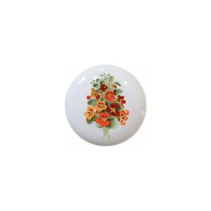 bittersweet hues orange dahlia nasturtium poppy flowers owls goldenrod decorative ceramic dresser drawer pulls cabinet cupboard knobs (#4 nasturtium)