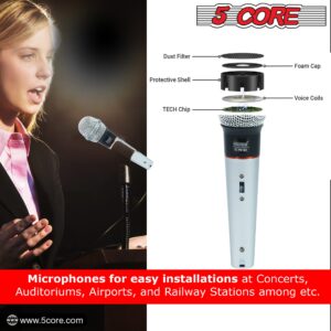 5 CORE Karaoke Microphone Dynamic Vocal Handheld Mic Pair Cardioid Unidirectional Microfono w On and Off Switch Includes XLR Audio Cable for Singing, Public Speaking & Parties PM 305 2PCS