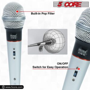 5 CORE Karaoke Microphone Dynamic Vocal Handheld Mic Pair Cardioid Unidirectional Microfono w On and Off Switch Includes XLR Audio Cable for Singing, Public Speaking & Parties PM 305 2PCS