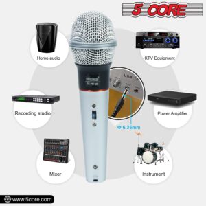 5 CORE Karaoke Microphone Dynamic Vocal Handheld Mic Pair Cardioid Unidirectional Microfono w On and Off Switch Includes XLR Audio Cable for Singing, Public Speaking & Parties PM 305 2PCS