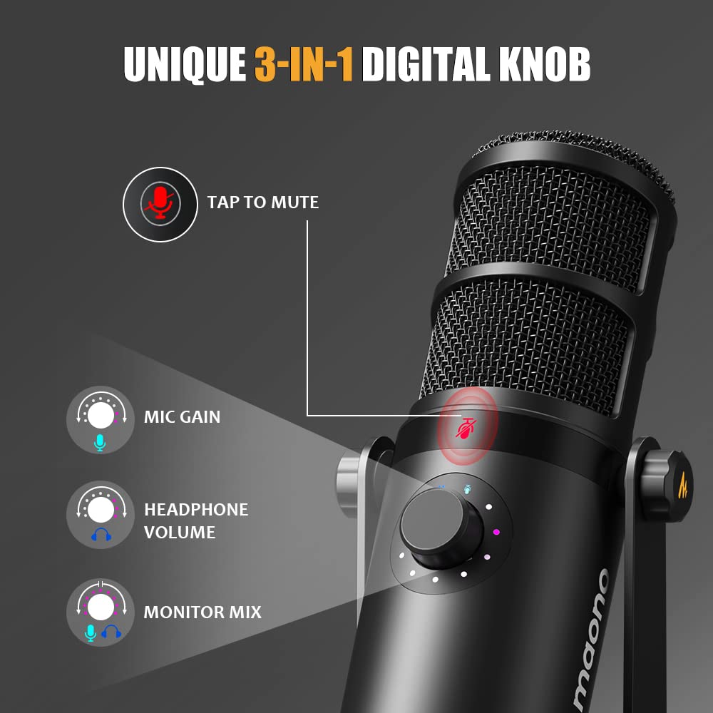 MAONO PD200X Streaming Microphone with PD400X Dynamic Microphone Bundle for Podcast, Studio, Streaming, Recording, Vocal