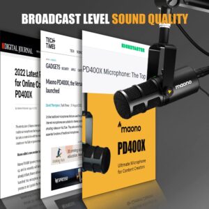 MAONO PD200X Streaming Microphone with PD400X Dynamic Microphone Bundle for Podcast, Studio, Streaming, Recording, Vocal