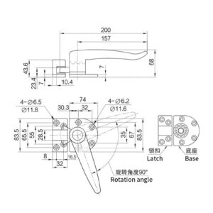 Freezer Oven Rotary Handle Lock Zinc Alloy Heavy Handle of Industrial Machinery and Equipment 1Pcs (Color : L)