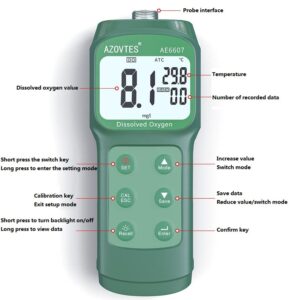 Portable Dissolved Oxygen Meter，Upgrade Temperature, Salinity and Altitude Triple Compensation，Handheld Water Quality Monitor