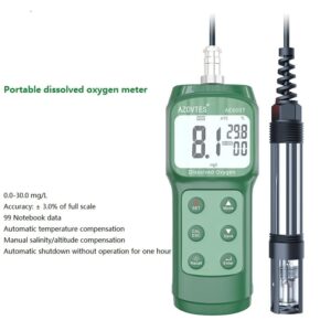 Portable Dissolved Oxygen Meter，Upgrade Temperature, Salinity and Altitude Triple Compensation，Handheld Water Quality Monitor