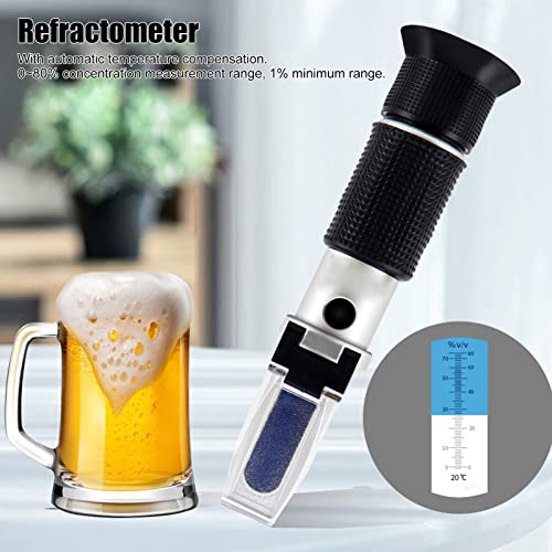 Brewery Refractometer Wine Refractometer Portable 0-80% Test Range Automatic Temperature Compensation for Measurement