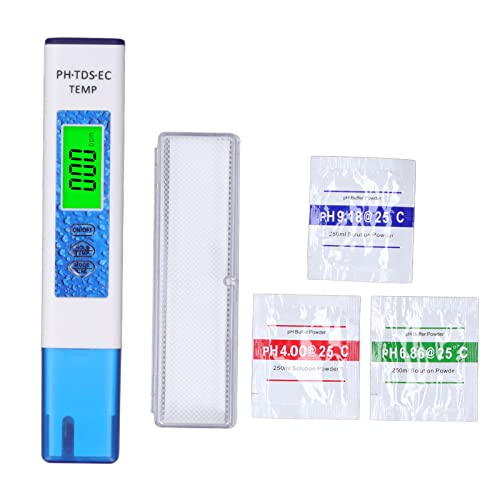 Water Quality Meter, Quick Response 4 in 1 PH Meter Alloy Probe Wide Test Range for Home