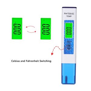 Water Quality Meter, Quick Response 4 in 1 PH Meter Alloy Probe Wide Test Range for Home