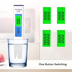 Water Quality Meter, Quick Response 4 in 1 PH Meter Alloy Probe Wide Test Range for Home