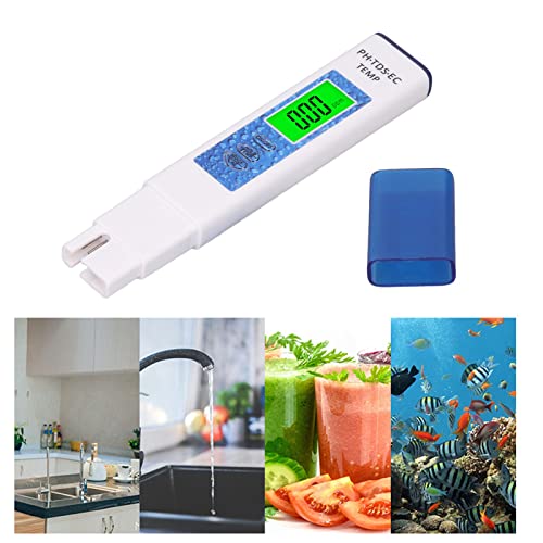 Water Quality Meter, Quick Response 4 in 1 PH Meter Alloy Probe Wide Test Range for Home