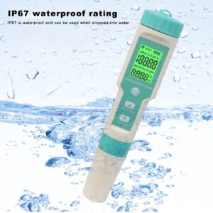 Digital Water Quality Meter, PH TDS Temperature EC Salinity SG ORP Water Quality Test Pen Backlit Display for Aquaculture