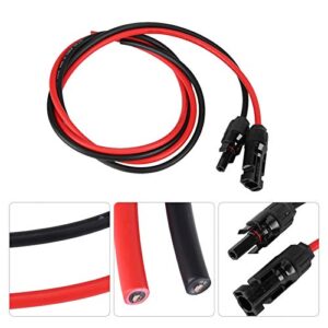 Tbest Cable,Extension Cable 10 Awg,Extension Cable,Solar Connectors,Connector 2.5Mm Pair of Red Black Solar Panel Pv Cable Wire Male Female Connectors