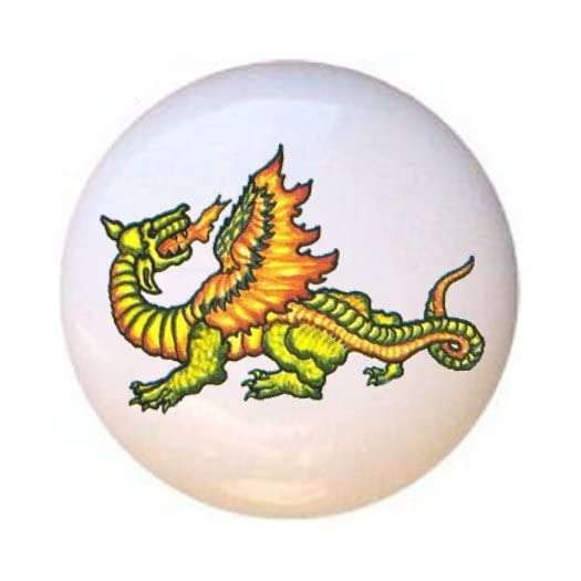 Dragons in Color Colorful Dragon Knobs Decorative Ceramic Dresser Drawer Pulls Cabinet Cupboard Knobs (#3)