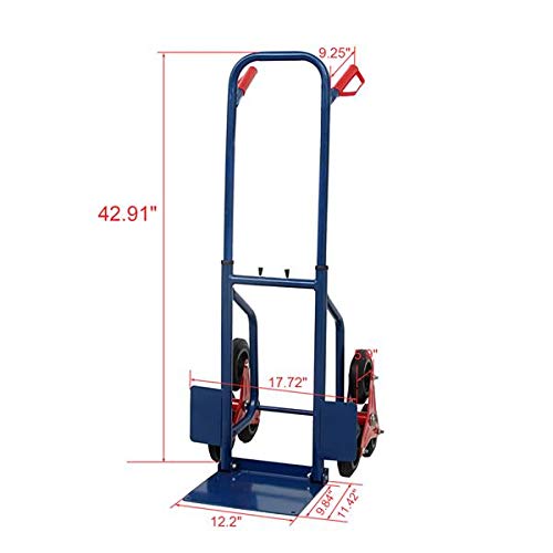 Appliance Hand Truck Warehouse Appliance Cart 440lbs Heavy Duty Stair Climbing Moving Dolly Hand Truck Portable Climbing Cart Blue & Red