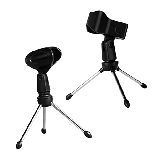 Mikinona 2pcs microphone stand microphone tripod mic holder bracket desk mic table mic stand microphone support mic bracket tabletop tripod microphone mount plastic desktop selfie stand