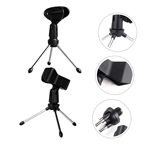 Mikinona 2pcs microphone stand microphone tripod mic holder bracket desk mic table mic stand microphone support mic bracket tabletop tripod microphone mount plastic desktop selfie stand