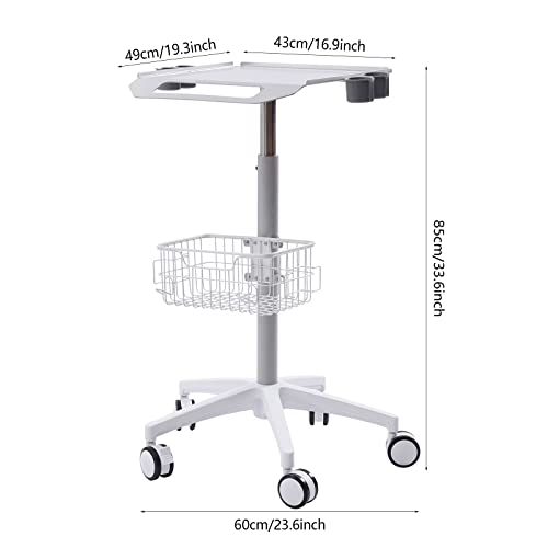 Mobile Trolley Cart,Multifunctional Medical Cart,Stainless Steel Rolling Lab Utility Cart,Height Adjustable Lab Cart with Wheels for Beauty Salons Spa Laboratories