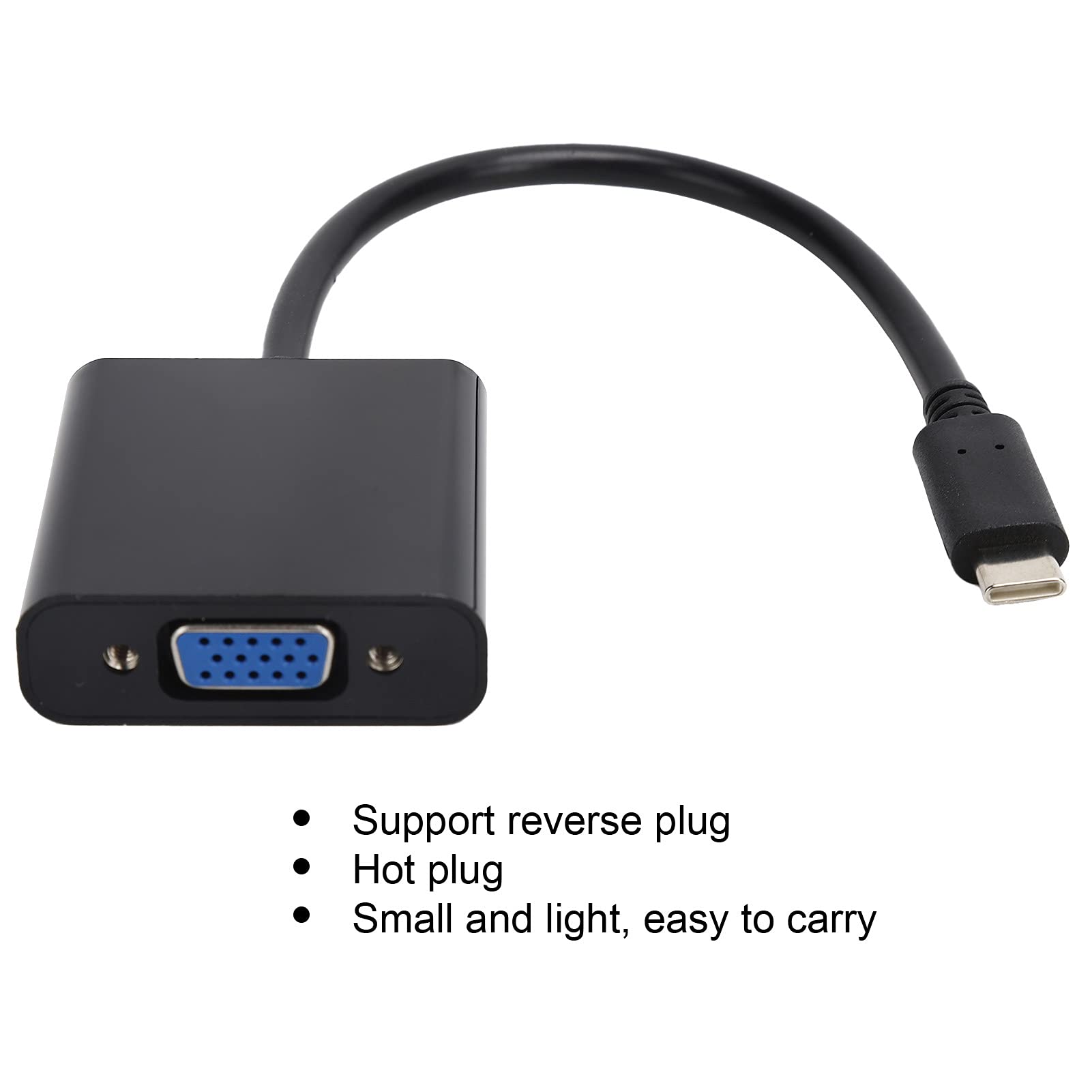 ASHATA 753 USBC to VGA Adapter, USB 3.1 Type‑C to VGA HD 1080P Video Adapter, 10Gbps Type‑C to VGA Converter Compatible with Laptop, Tablet
