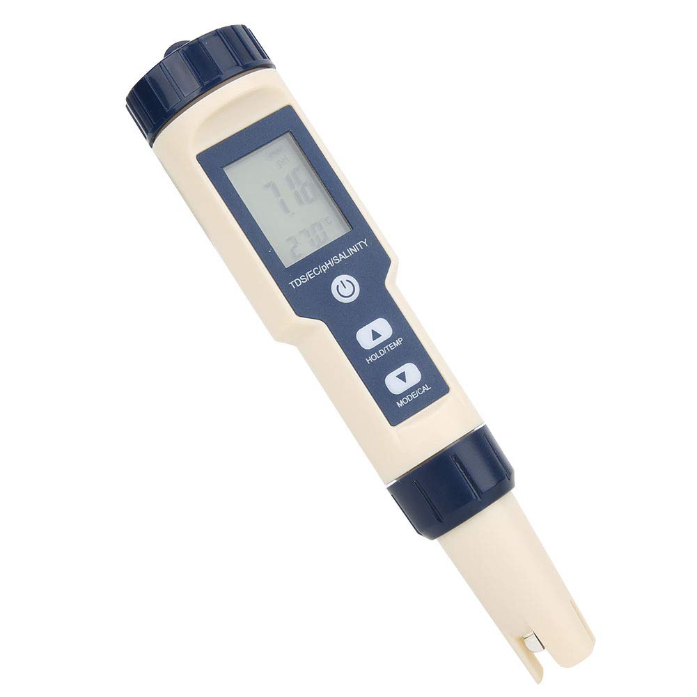 PH Meter EZ-9909 5 in 1 Function Digital PH Meter Water Quality Testing Meter PH Salinity TDS EC Tester with Backlight for Water