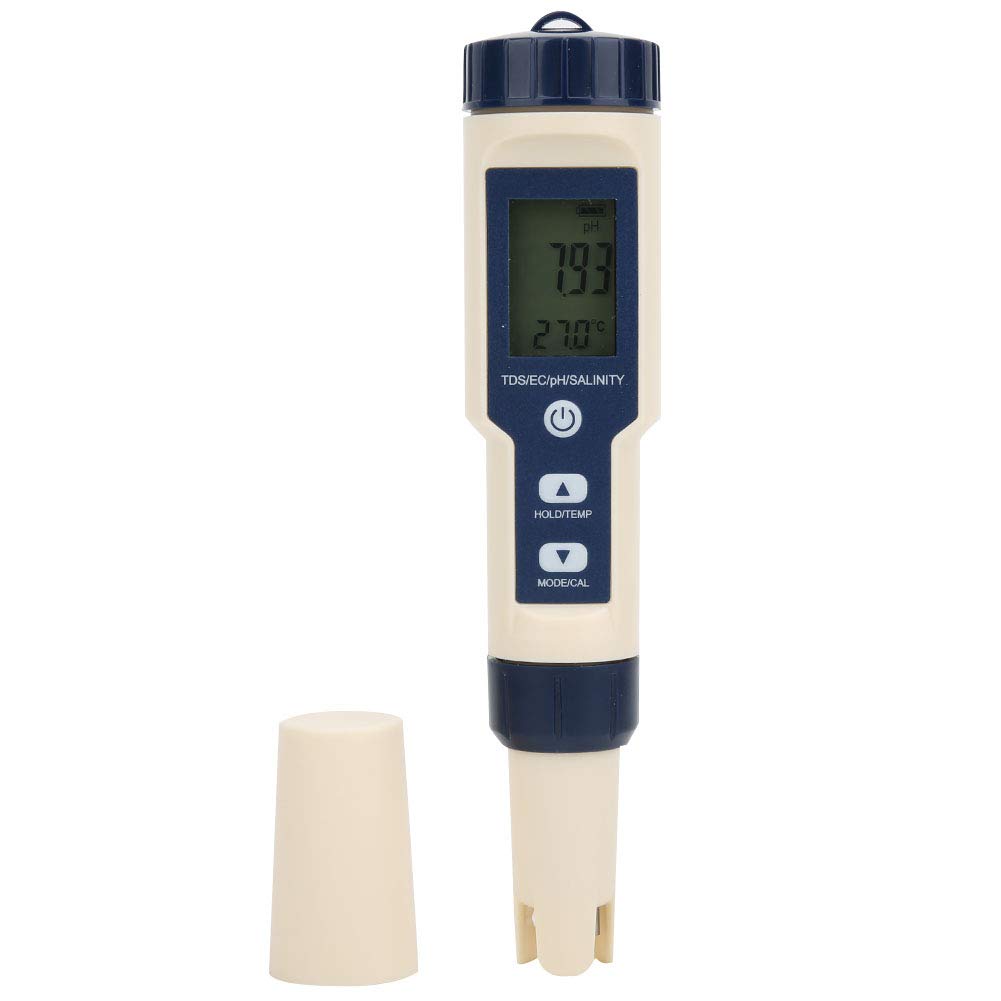 PH Meter EZ-9909 5 in 1 Function Digital PH Meter Water Quality Testing Meter PH Salinity TDS EC Tester with Backlight for Water