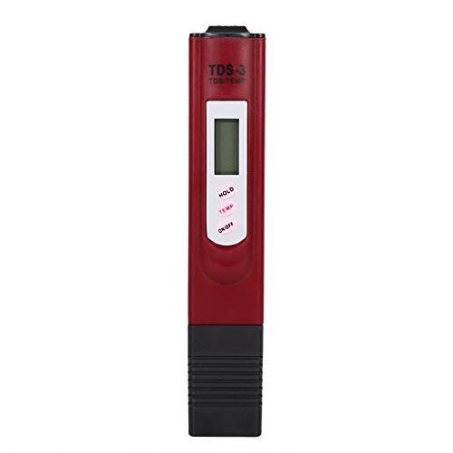 GOWENIC TDS Meter, 0~9999ppm -2% Accuracy Testing Water Quality, Temp Portable Pen Type Meter, for Aquariums,RO System,Swinging Pool， Etc (Red)