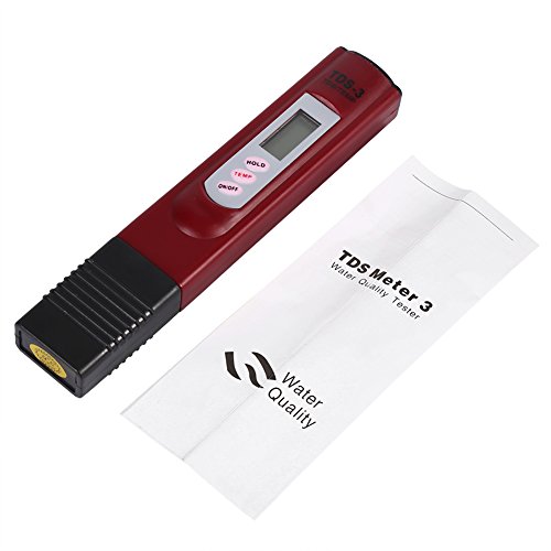 GOWENIC TDS Meter, 0~9999ppm -2% Accuracy Testing Water Quality, Temp Portable Pen Type Meter, for Aquariums,RO System,Swinging Pool， Etc (Red)