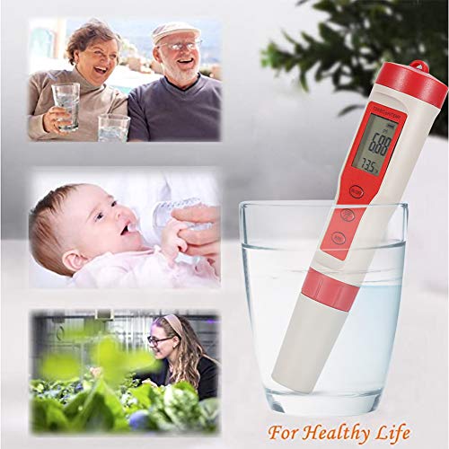 Digital Water Tester - 4 in 1 Function PH TDS EC Temp Meter - Digital Water Quality Tester - Drinking Water Monitor Meter - Portable Mini Test Pen