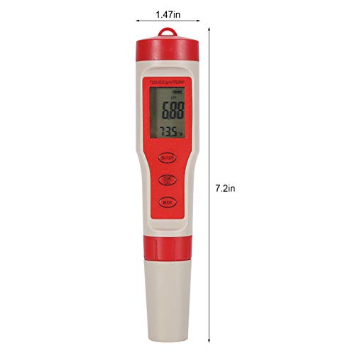 Digital Water Tester - 4 in 1 Function PH TDS EC Temp Meter - Digital Water Quality Tester - Drinking Water Monitor Meter - Portable Mini Test Pen