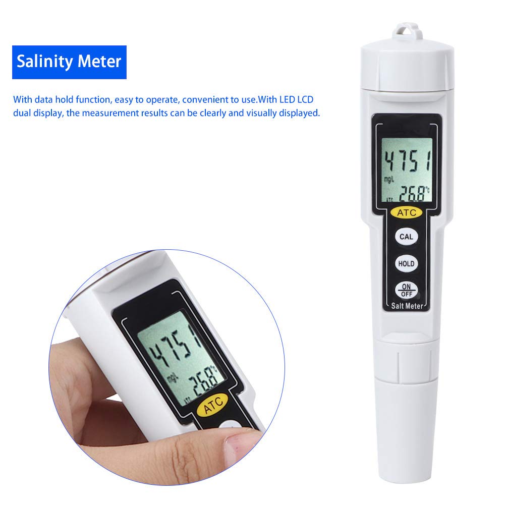 Portable Digital Salinometer High Accuracy Pen Type pH Meter Digital Salinity Tester for Salt Water Aquariums