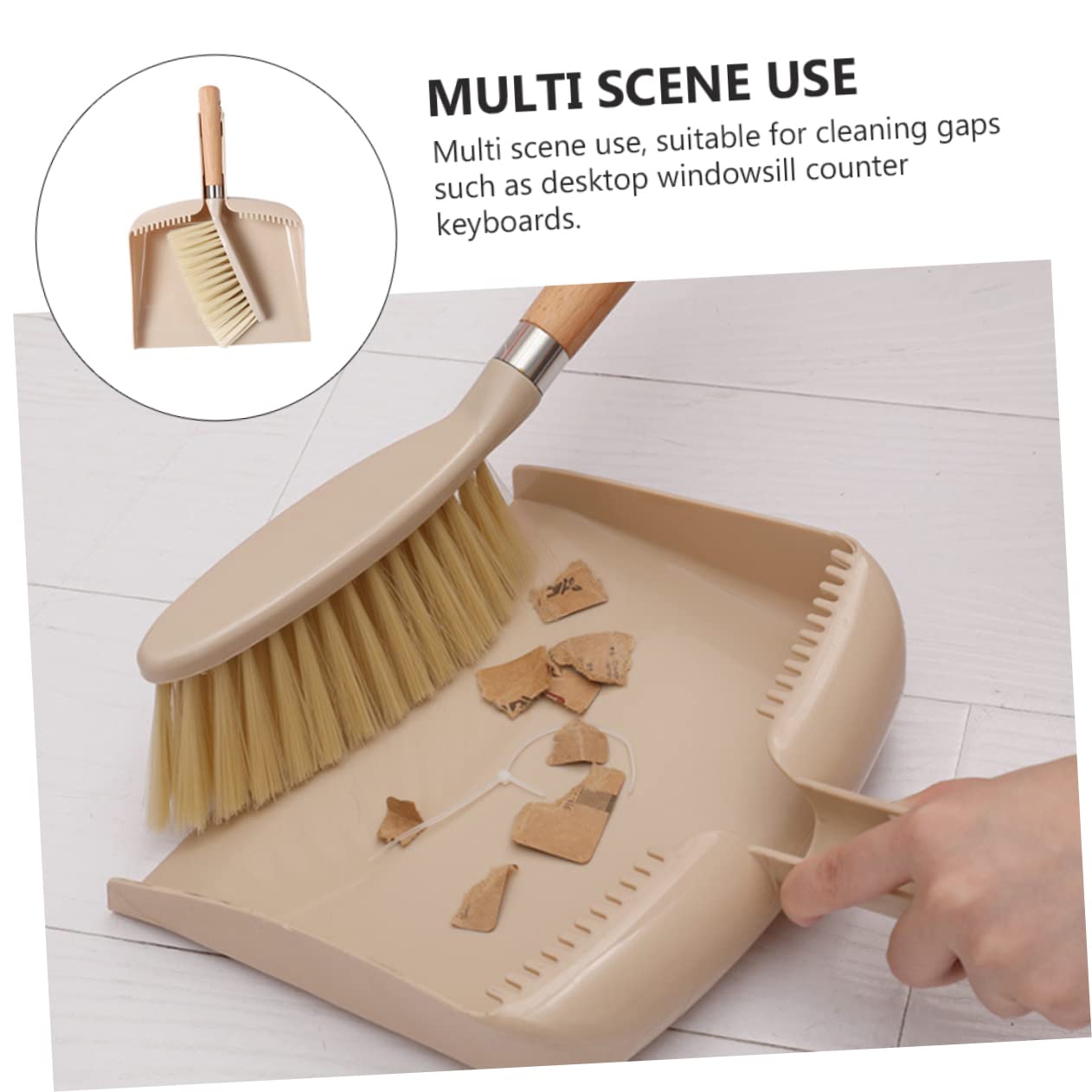 Anneome 1 Set 2pcs Desktop Dustpan Cleaning Broom Sofa Cleaner Mini Sweeper Hand Dustpan Small Brooms and Dustpans Portable Table Lamp Shades Outdoor Cleaner Handle Wooden Brush