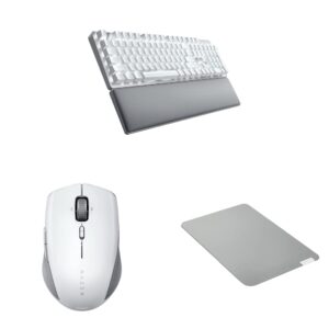 razer pro type ultra wireless mechanical keyboard & pro click mini portable wireless mouse - sleek & compact design - hyperscroll technology & pro glide soft mouse mat - medium size